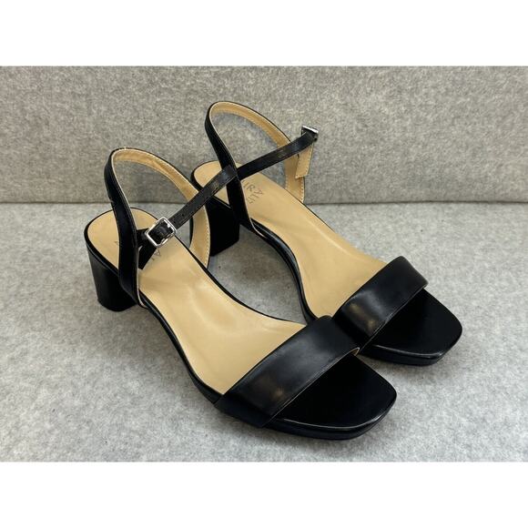 Naturalizer Ivy Black Leather Heeled Sandals - Size 9.5 WIDE